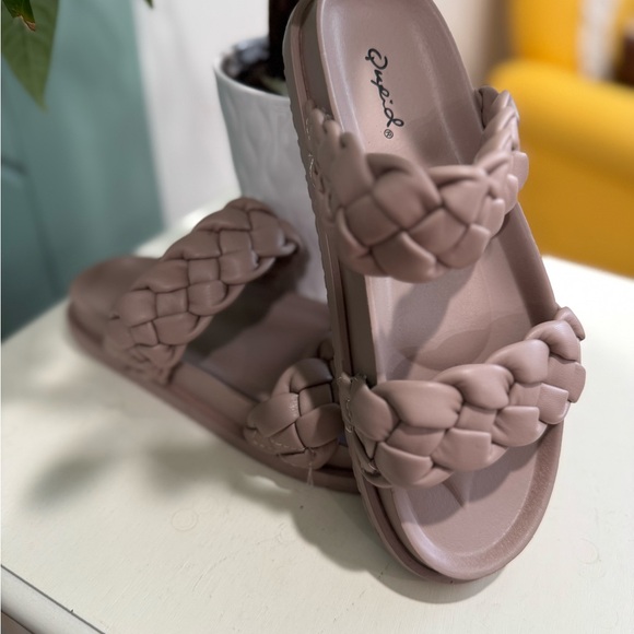 Qupid Women's Braided Slide Sandals - Brown - Picture 3 of 5